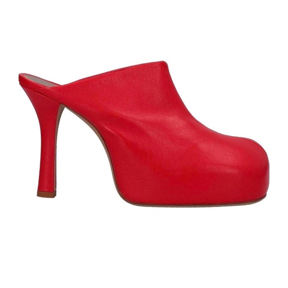 Bottega Veneta Shoes - Bottega Veneta Red Heeled Mules with Platform Sole